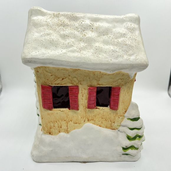 RARE Vintage Christmas Village Snowy House RB Japan Hand Painted Retro 70s MCM - Picture 9 of 16